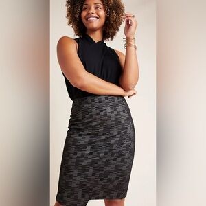 Anthropologie MAEVE wrapped effect knit Black Geometric Pencil Skirt